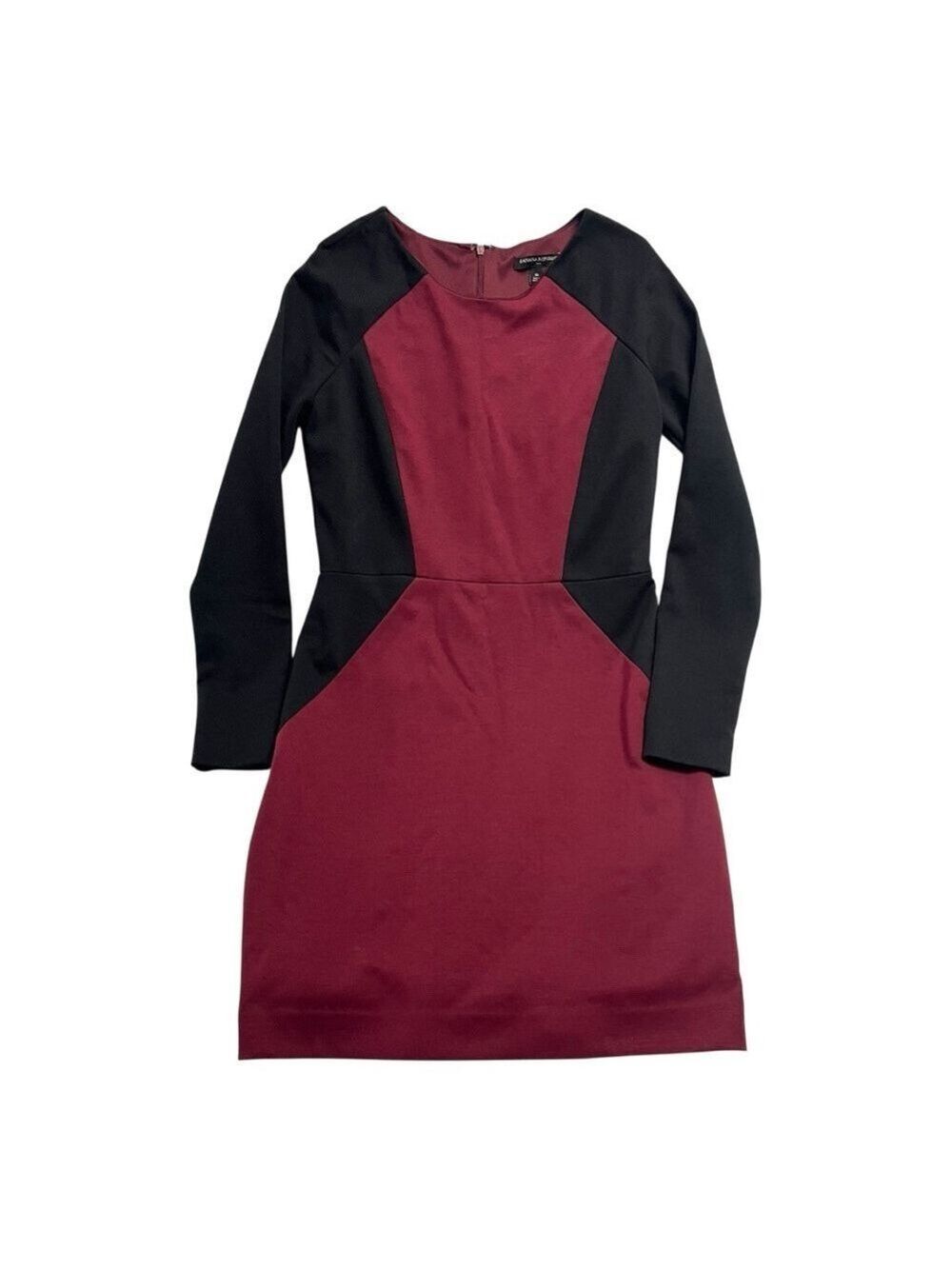 Banana Republic Burgundy & Black Colorblock Ponte Sheath Dress